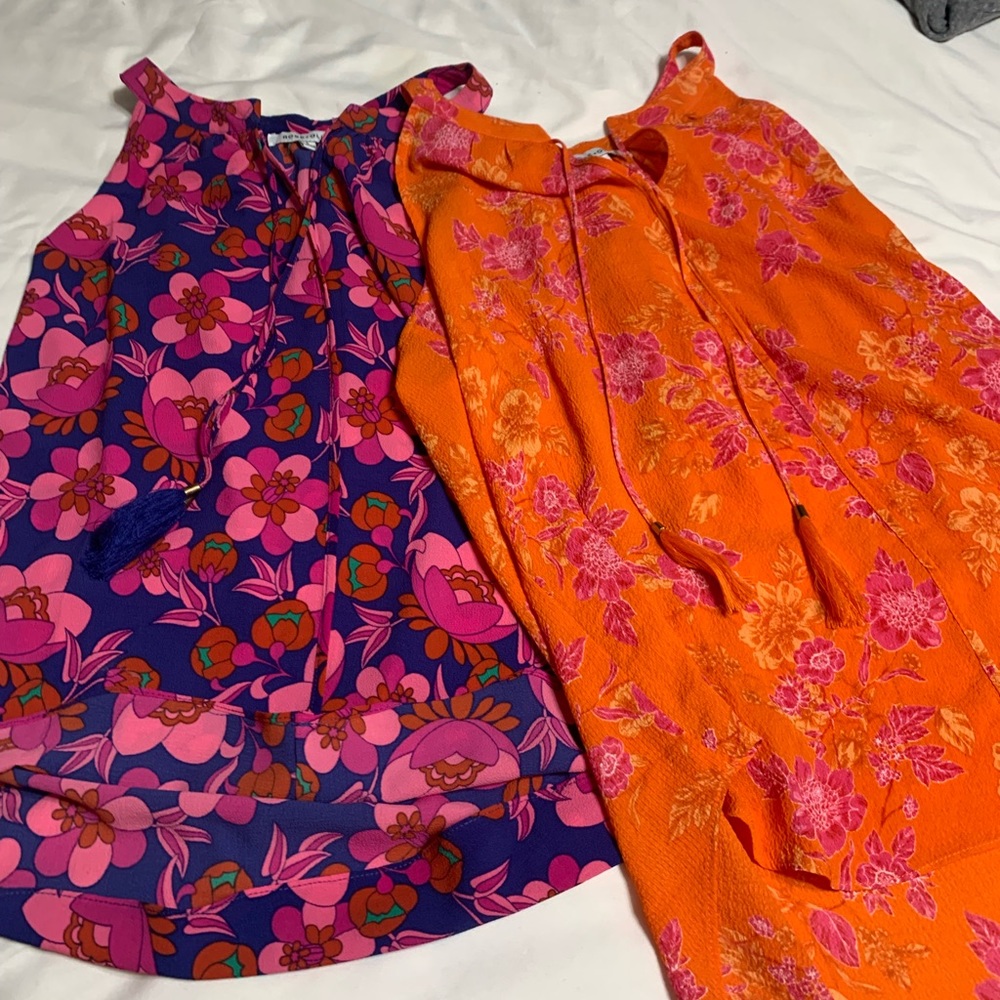 Two Colorful Rose & Olive tops